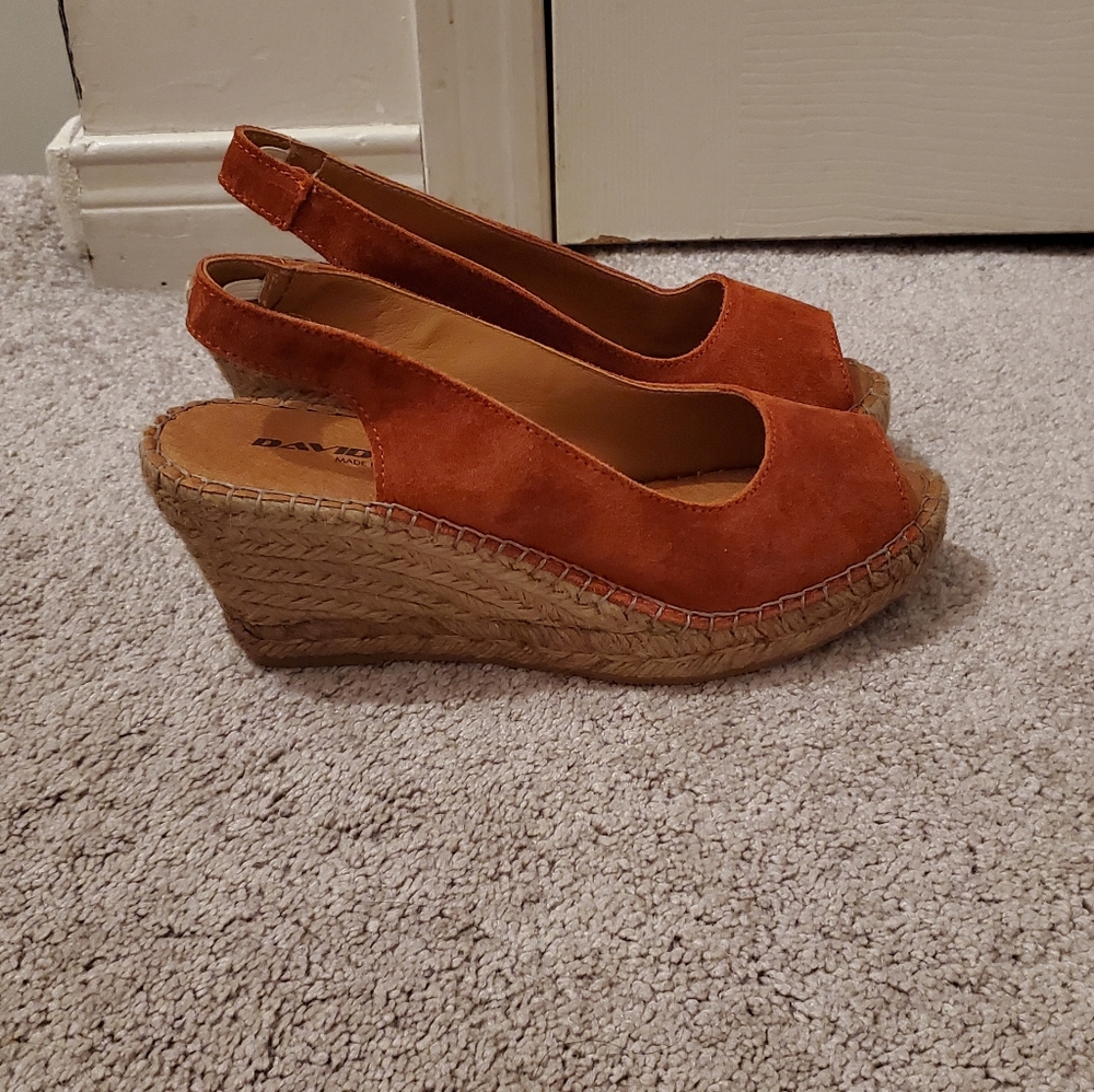 NEW open-toed genuine suede wedges